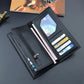 Dual Tone Long Wallet with 14 Card Slots & Zipper Pocket – Black