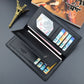 Dual Tone Long Wallet with 14 Card Slots & Zipper Pocket – Black