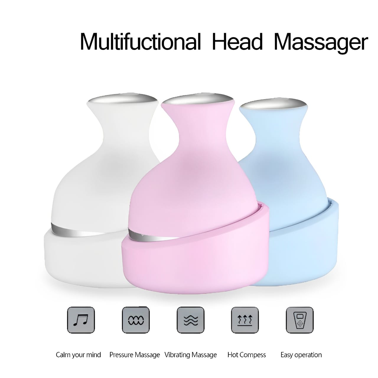 Electric Scalp Massager with 4 Deep Tissue Kneading Nodes – Rechargeable Head Relaxation Massage Device