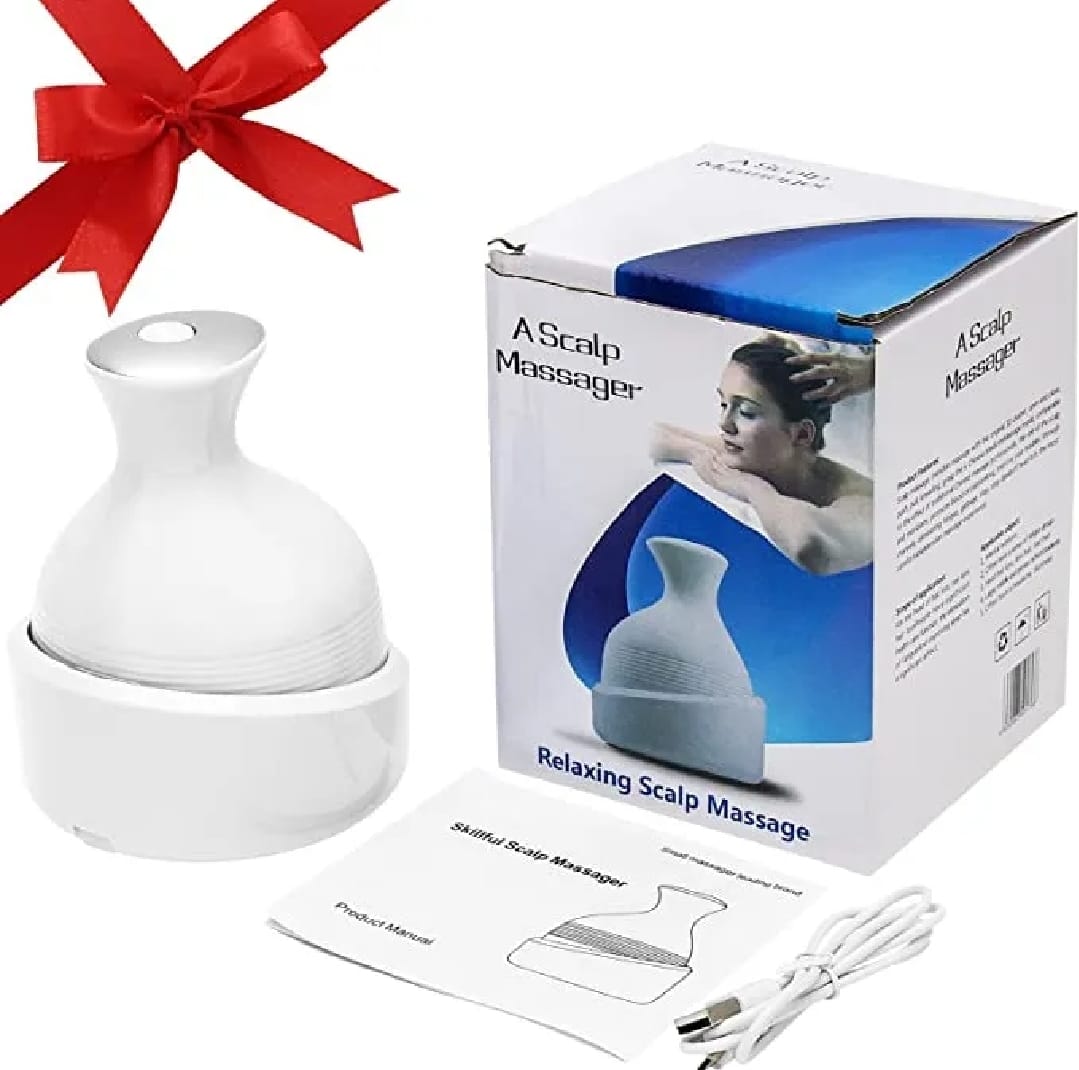 Electric Scalp Massager with 4 Deep Tissue Kneading Nodes – Rechargeable Head Relaxation Massage Device